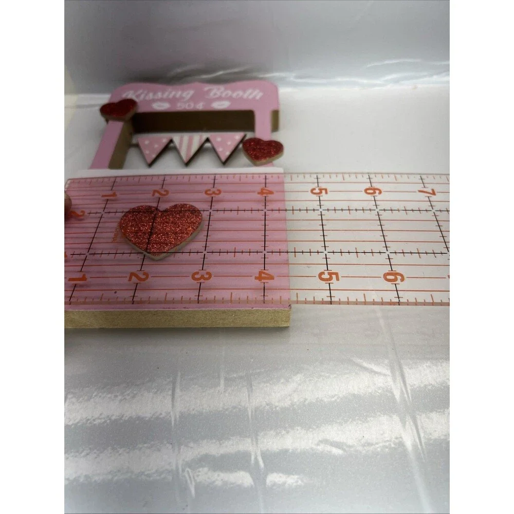 VALENTINE Kissing Booth Mini Stand w/ Banner & Sign- Lips/Hearts, Red/Pink-Decor